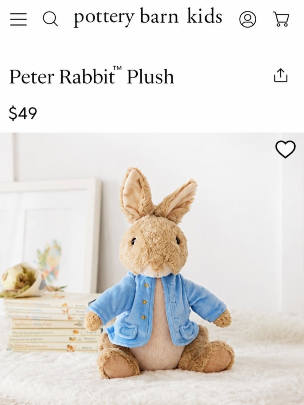 Pottery Barn Kids Peter Rabbit Plush